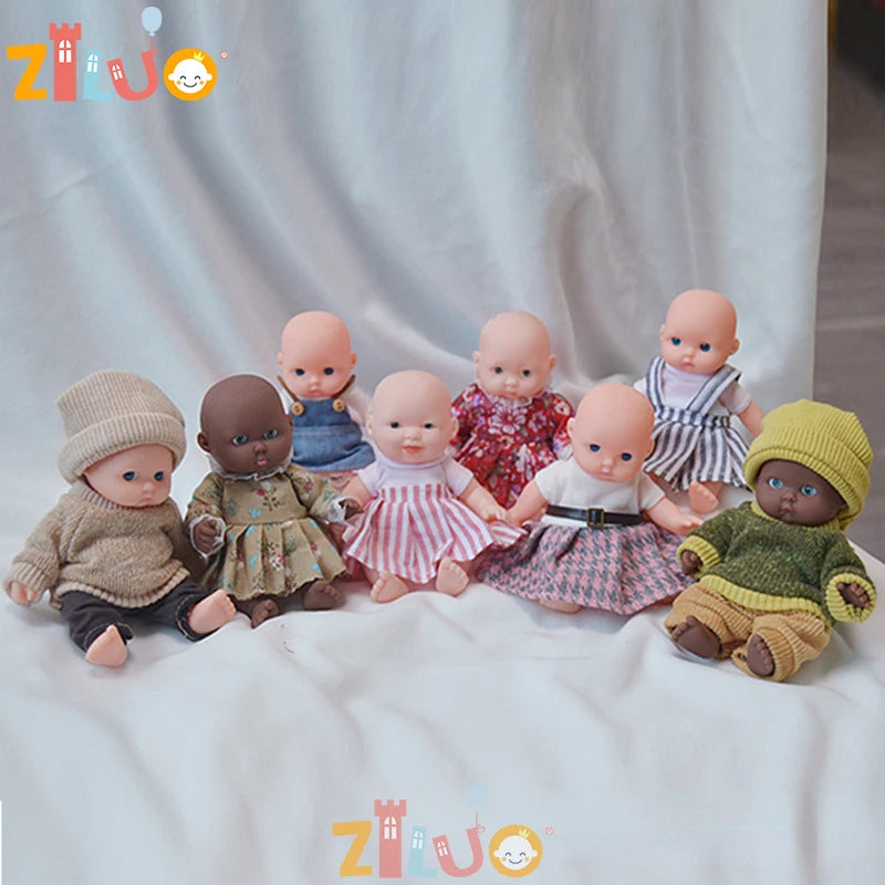 12cm Reborn Dolls Mini Palm Dolls Simulation Baby Dress Up Doll Reborn Doll Girls Boys Boneca Toys for Kids Munecas Reborn 1/12
