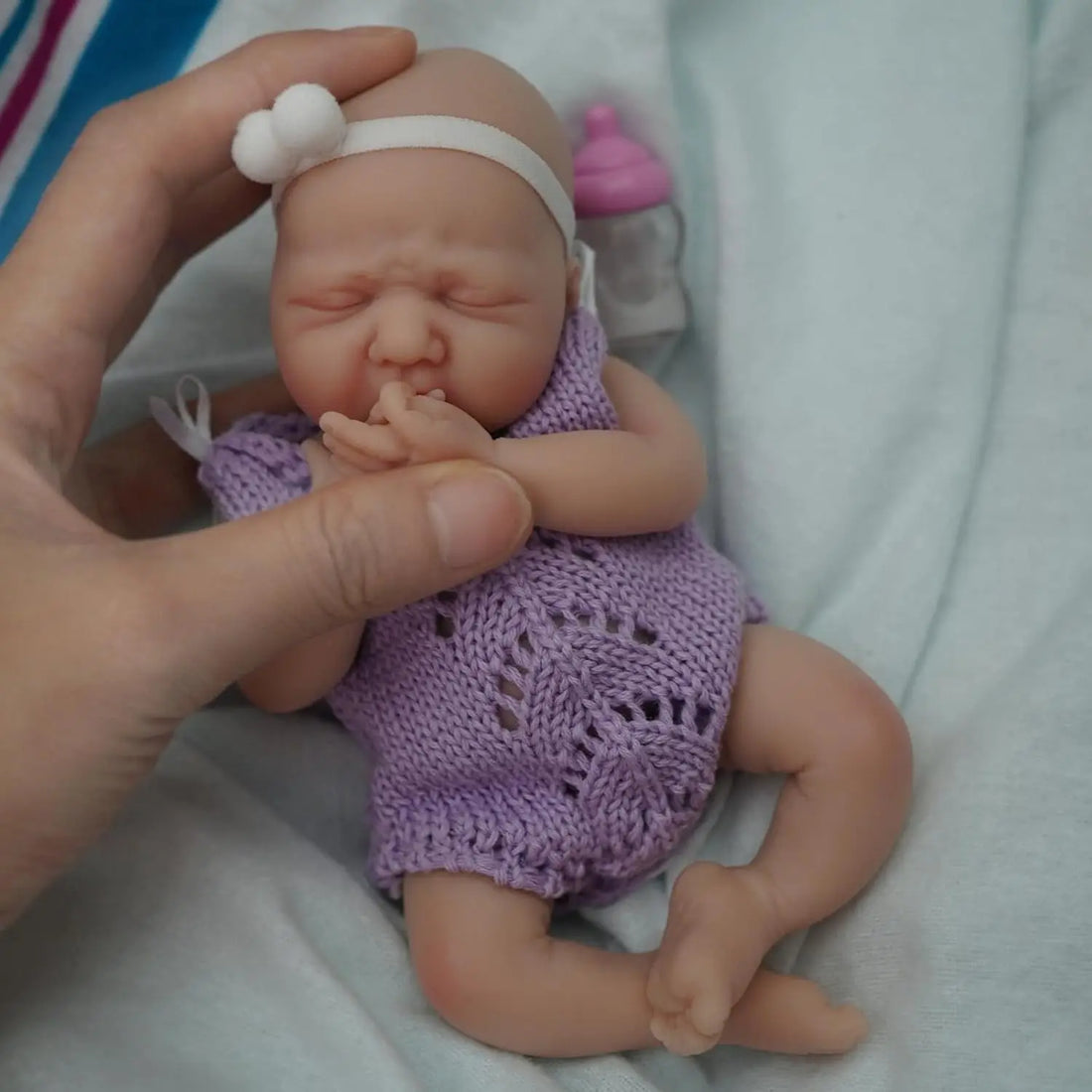 Reborn Baby Dolls 7 Inch Full Body Silicone Doll Boy Mini Realistic Newborn Baby Dolls with Feeding Accessories Gift Box