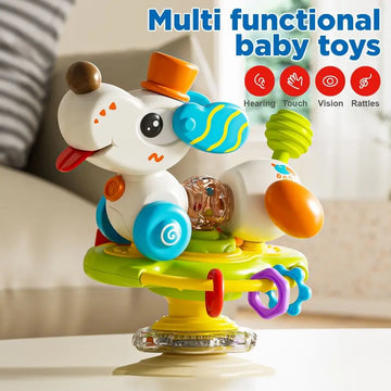 Baby Walker Traction Walking Toy Horse Model Cartoon Pet Dining Table Puppy Suction Cup Interactive Infant