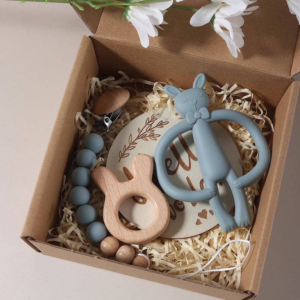 Baby Photo background  Props Set – Newborn Growth Milestone Cards for Photoshoots bunny teether gift set