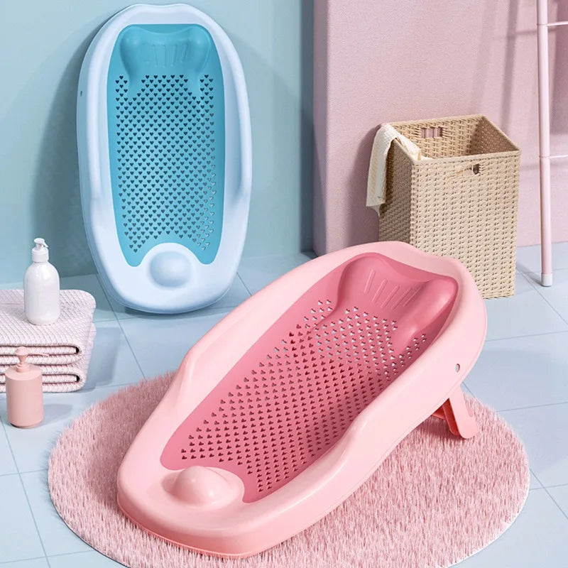 Baby Shower Rack Can Sit or Lie Down Baby Bathtub Anti Slip Pad Newborn Shower Net Portable Bath Bed Frame Shower