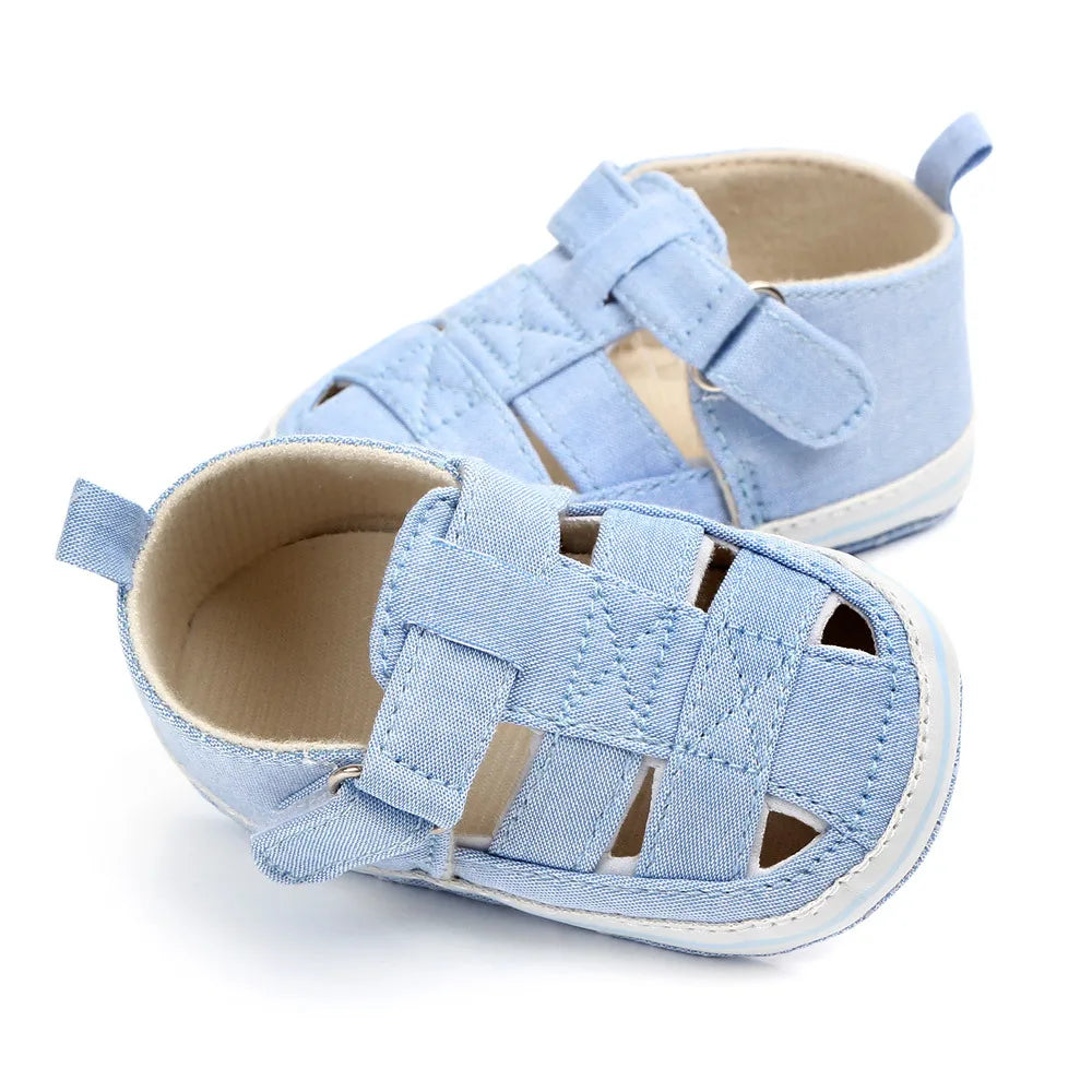 Summer Newborn Baby Fashion Soft Crib Shoes First Walker Anti Slip Sandals Shoes Boy Girl Prewalker Canvas Casual Shoes 0-18M