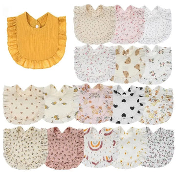 2025 New Baby Feeding Drool Bib Ruffle Floral Infants Lace Saliva Towel Soft Cotton Burp Cloth For Newborn Toddler Kids Bibs