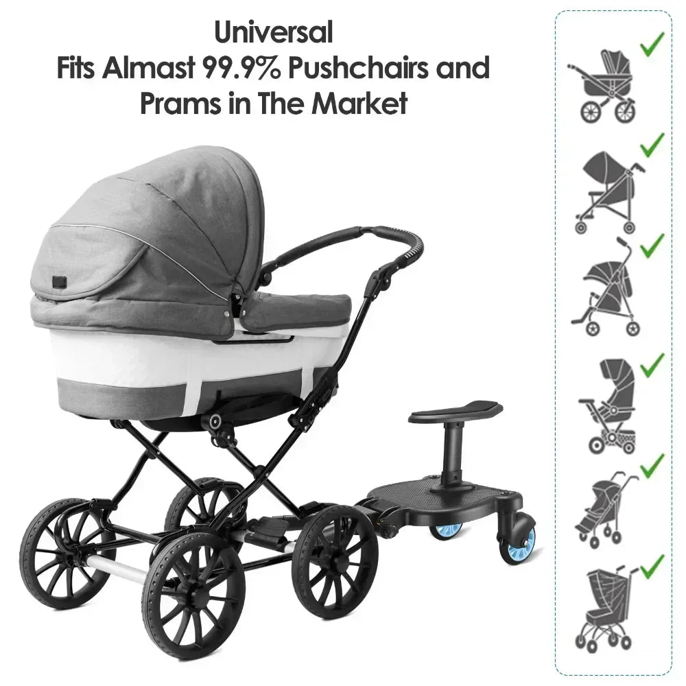 Upgrade Your Stroll with A 2-in-1 Sit and Stand Stroller Board for Second Baby - Compatible with Most Baby Strollers