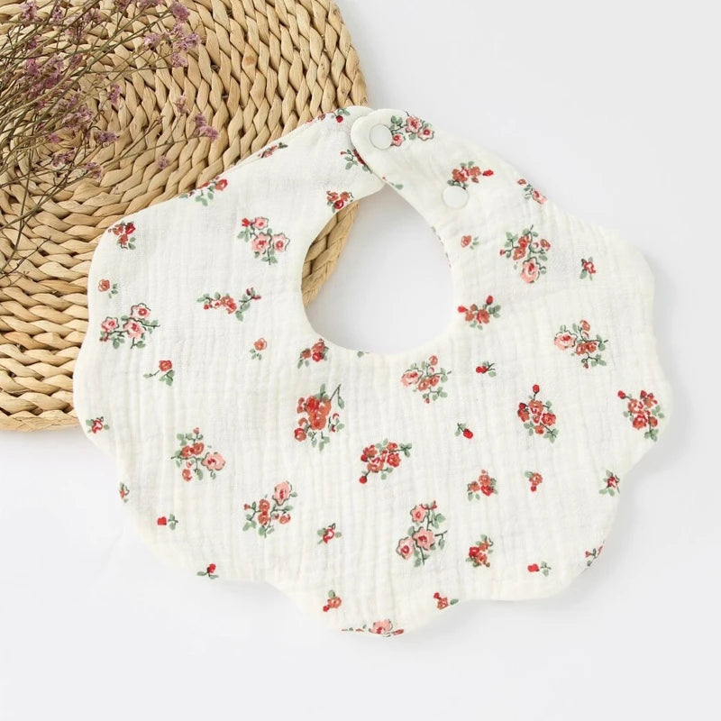 Baby Wave Shape Feeding Bib Bandana Burp Cloth Scarf Printed Soft Pure Cotton Absorbent Saliva Towel Breathable Apron Dropship