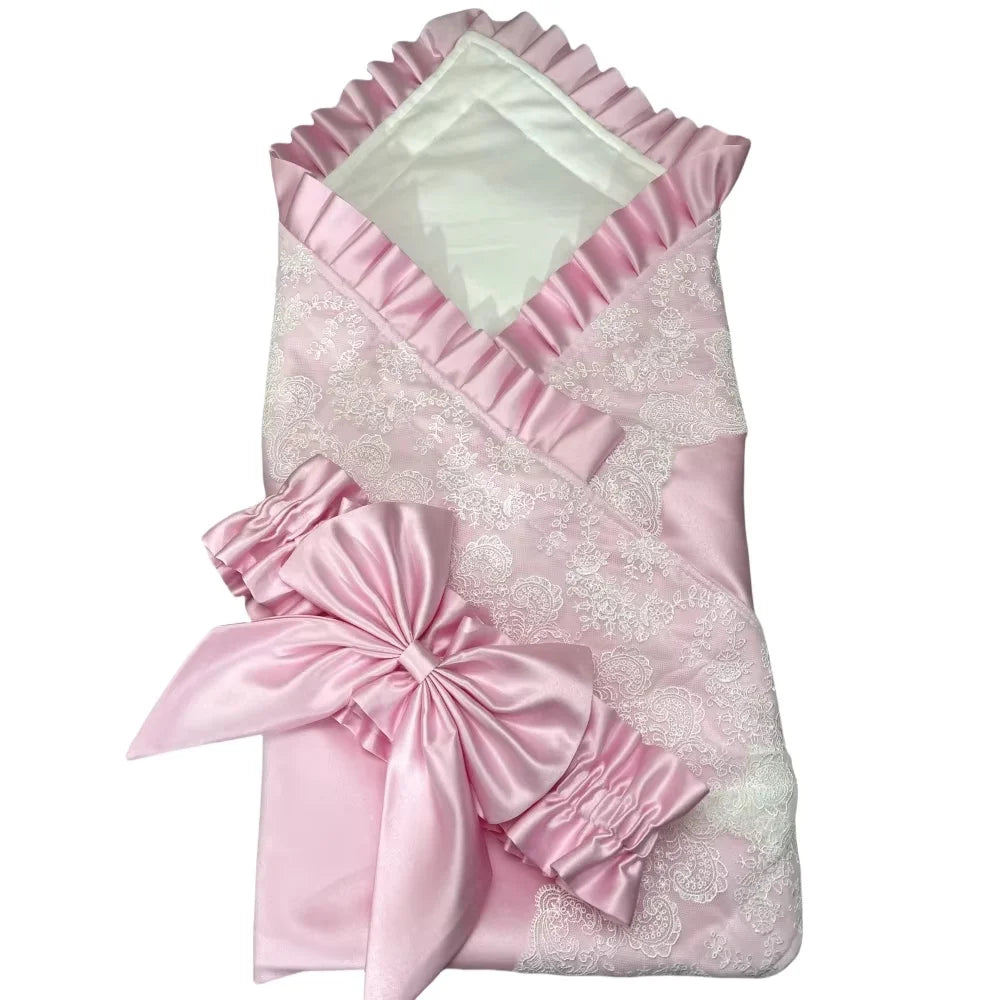 Personalized Embroidery Baby Name for Newborns with Big Bow Sash Infant Swaddles for 0-3 Months Receiving Blanket Sleeping Wraps