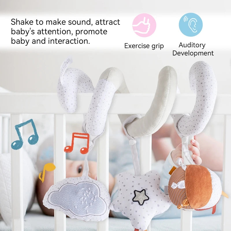 Baby Mobile Bed Bell 0-12 Months Newborn Soft Felt Surround Cartoon Star Cloud Detachable Rattles Toys Crib Bracket Hanging Toys